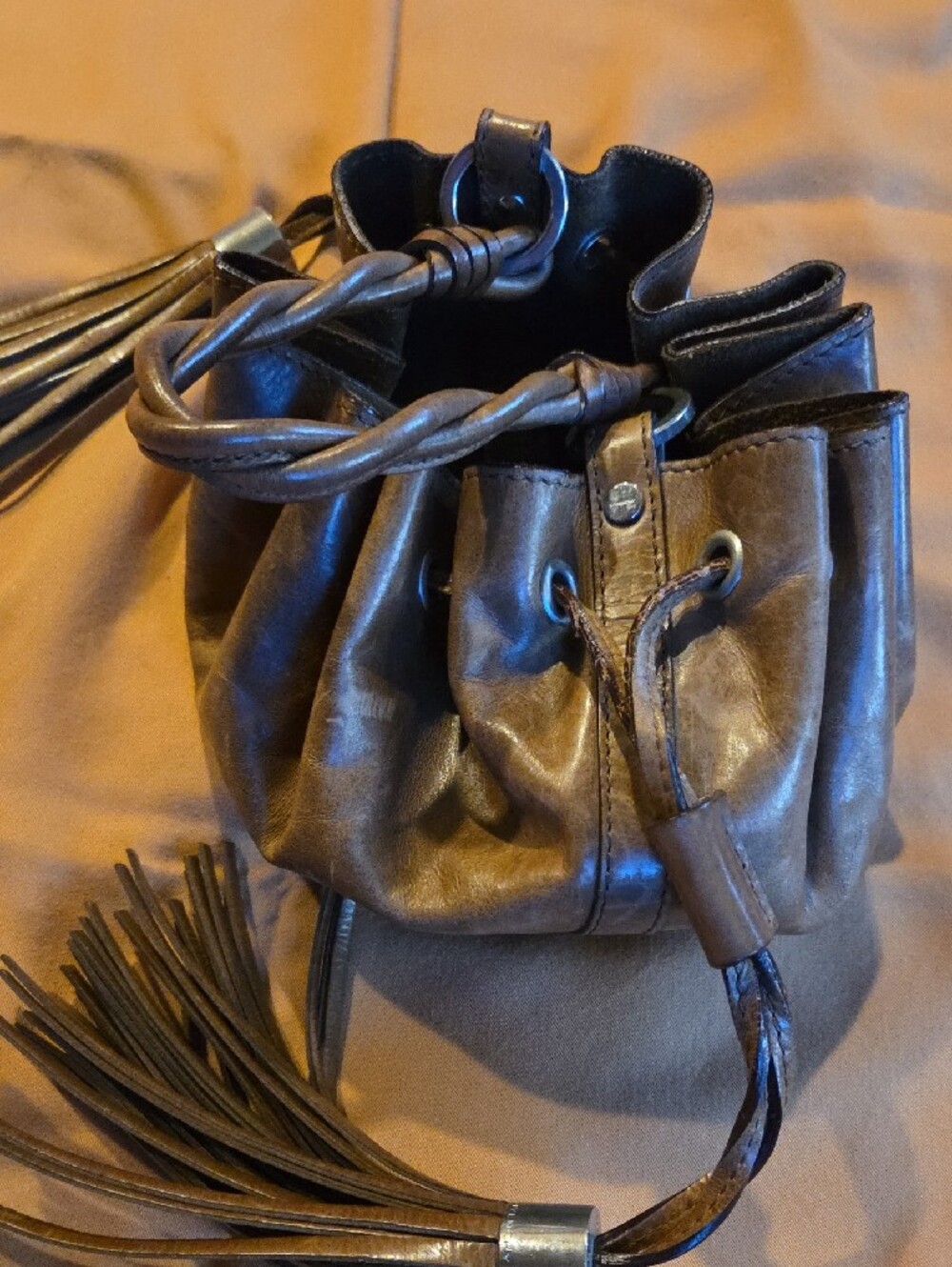 Givenchy Mini Brown Drawstring Tassel Bucket Bag - Picture 5 of 5